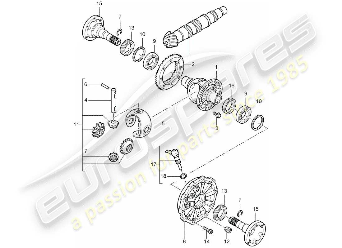porsche 2007 (987 boxster) differenziale diagramma delle parti