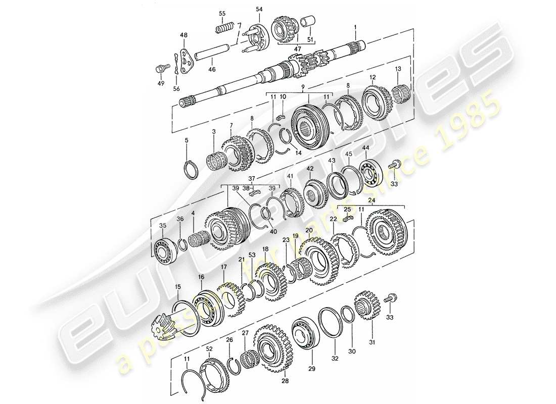 porsche 1990 (944) ingranaggi e alberi - per - cambio manuale schema delle parti