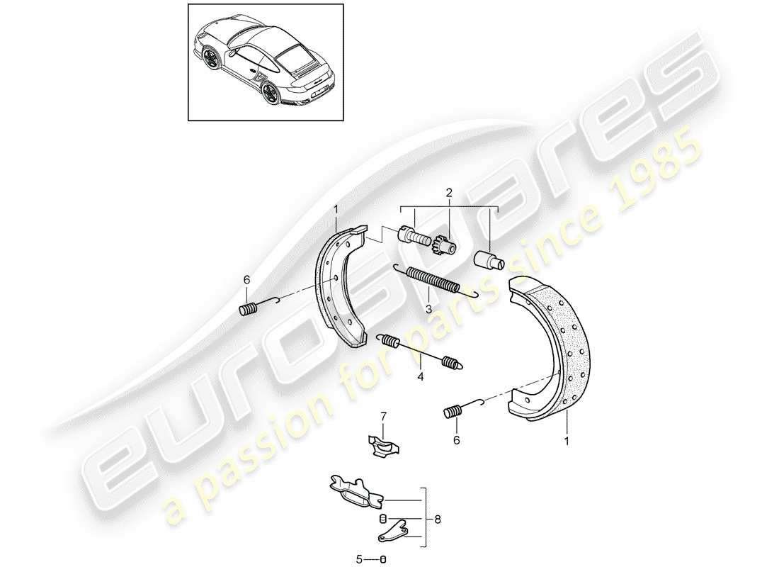 porsche 2013 (997-2 turbo / gt2 rs) diagramma delle parti del freno a mano