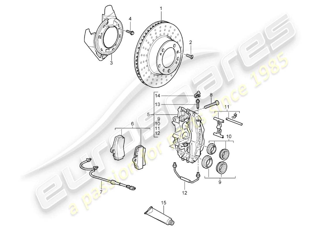 porsche 2007 (987 boxster) freno a disco assale posteriore diagramma delle parti