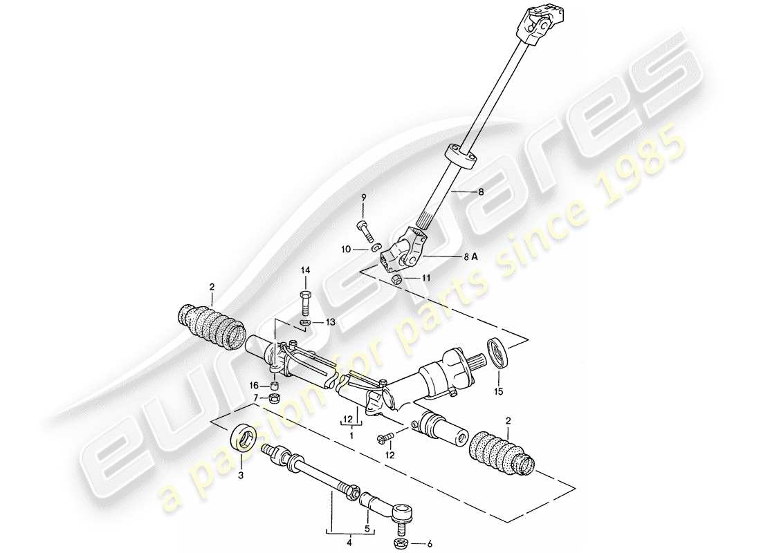 porsche 1991 (928) sterzo - asta sterzo diagramma delle parti
