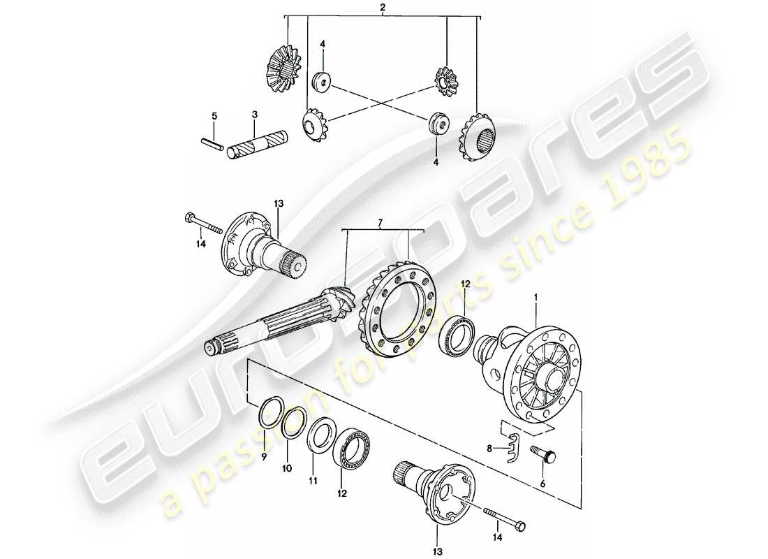 porsche 1982 (924) differenziale - cambio manuale - g31.01/02/03 diagramma delle parti