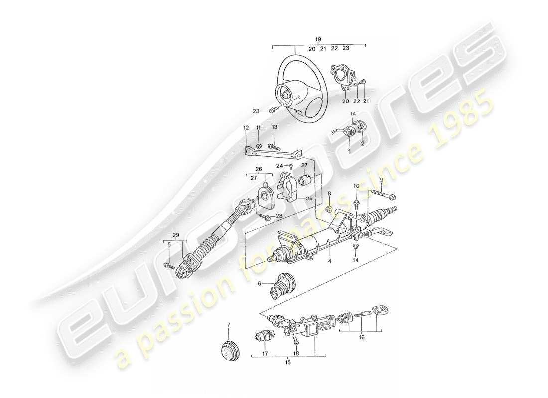 porsche 2004 (996 turbo / gt2) tubo di protezione sterzo - albero intermedio dello sterzo - volanti schema parte