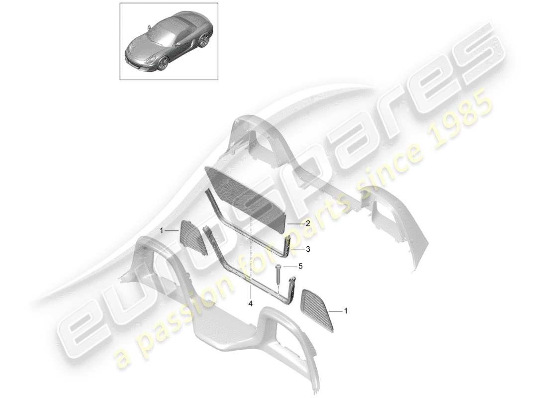 porsche 2014 (981 boxster) parabrezza diagramma delle parti