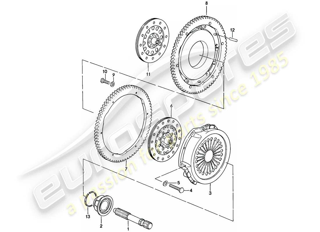 porsche 1981 (928) frizione diagramma delle parti
