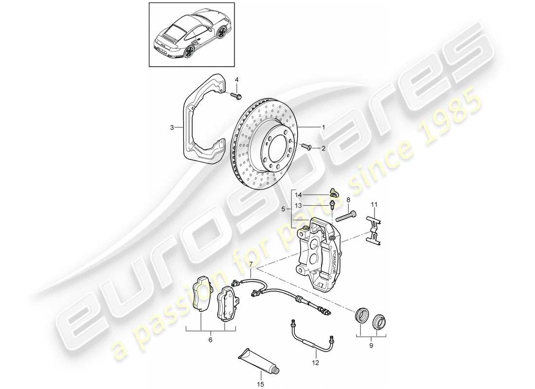 porsche 2013 (997-2 turbo / gt2 rs) schema delle parti freni a disco