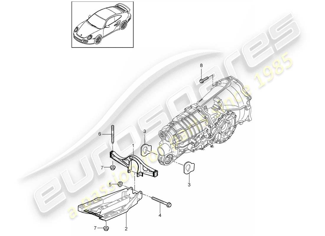 porsche 2013 (997-2 turbo / gt2 rs) schema delle parti sospensioni trasmissione