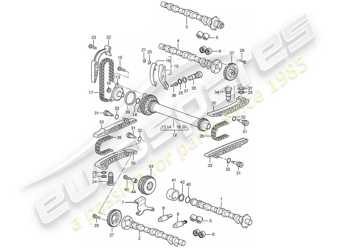 porsche 2005 (997-1) albero a camme diagramma delle parti