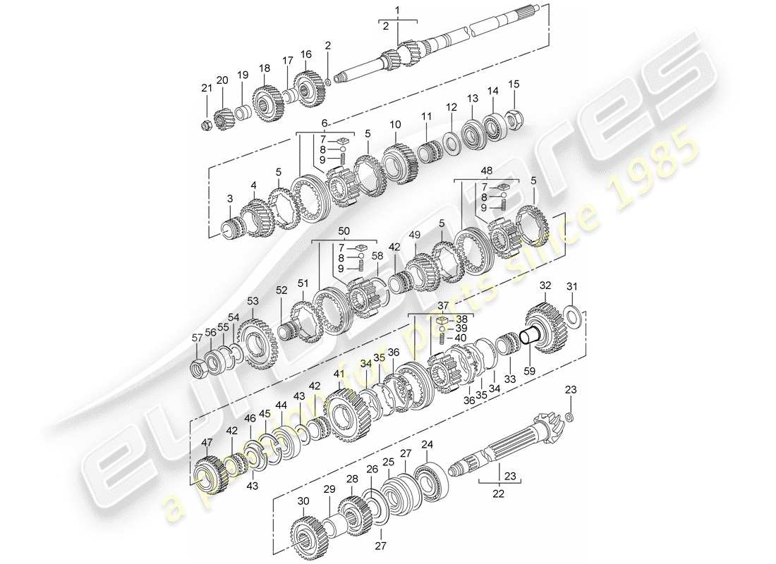 porsche 2002 (996 turbo / gt2) ingranaggi e alberi diagramma delle parti