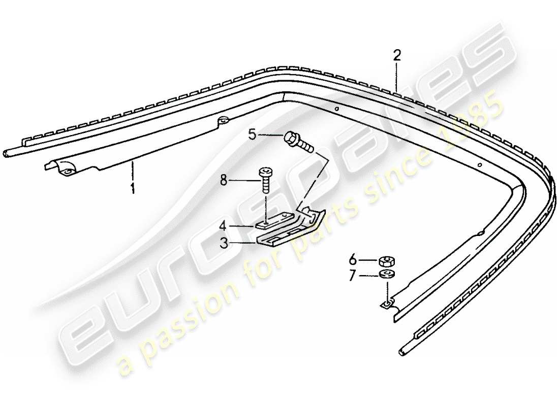 porsche 1996 (993) elementi di fissaggio - staffa - striscia di tenuta diagramma delle parti