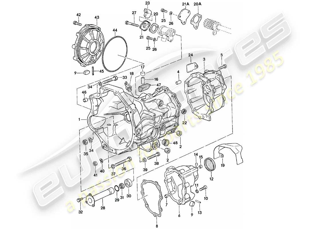 porsche 1981 (924) trasmissione di ricambio - scatola trasmissione - cambio manuale - vq vr uv md - me mf mb mx - 4q 5q 6q - d - mj 1981>> diagramma delle parti