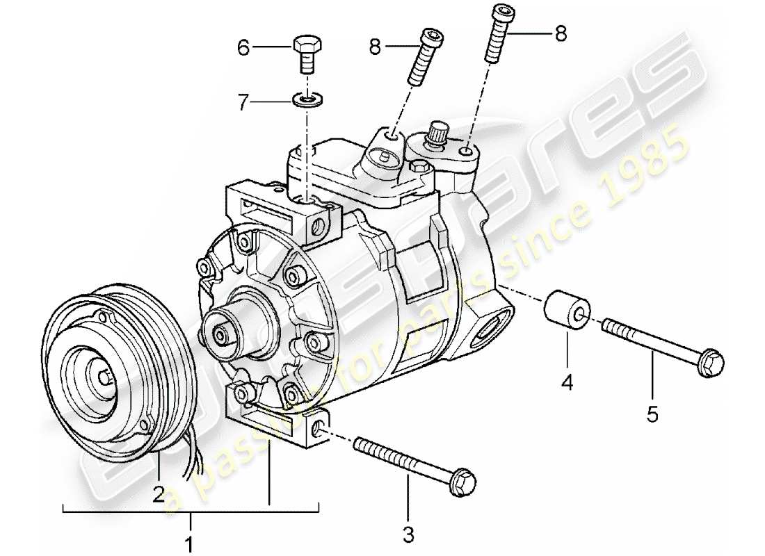 porsche 996 (1998) diagramma delle parti del compressore