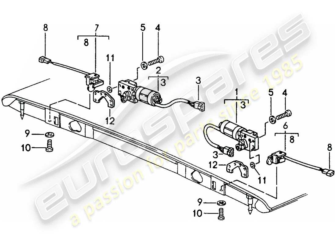 porsche 1997 (993) capote convertibile - chiusura diagramma delle parti