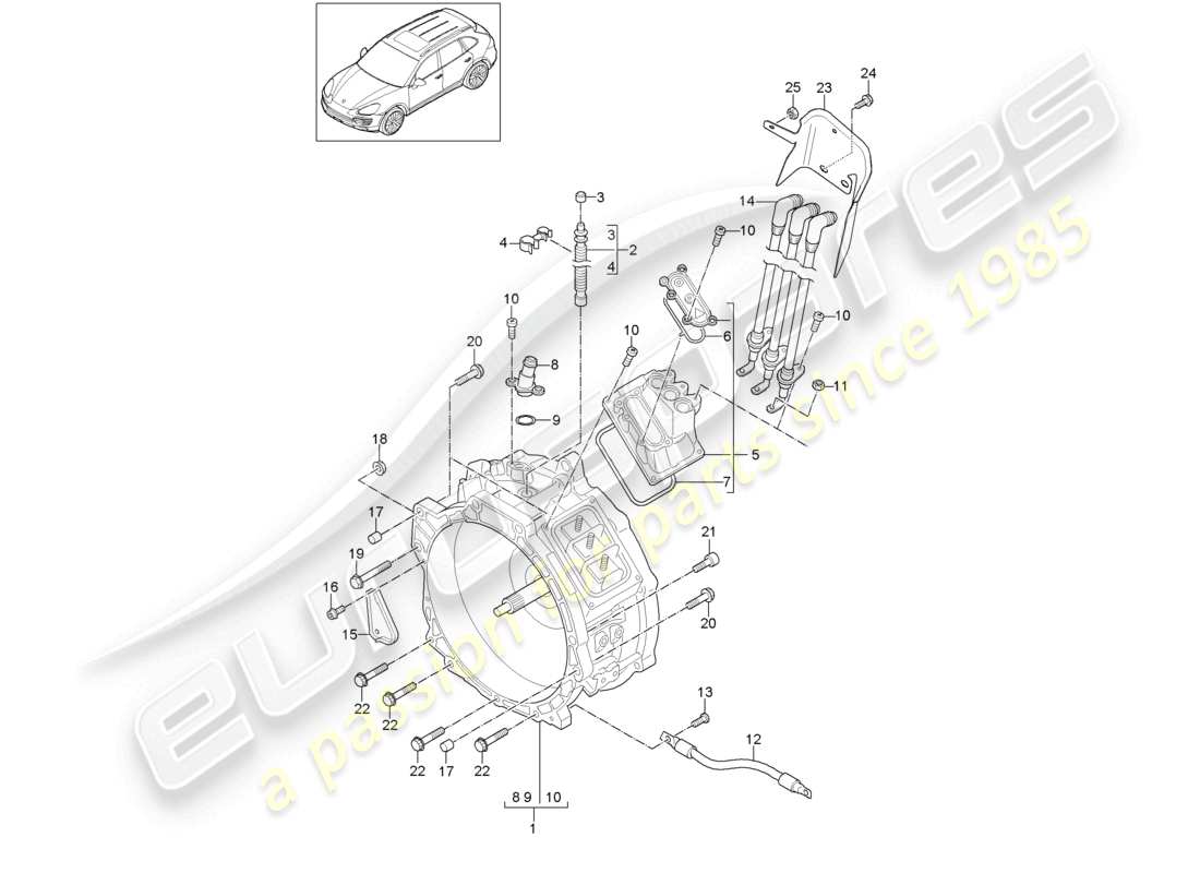 un diagramma delle parti dal catalogo delle parti porsche 2017 (cayenne e2 92a)