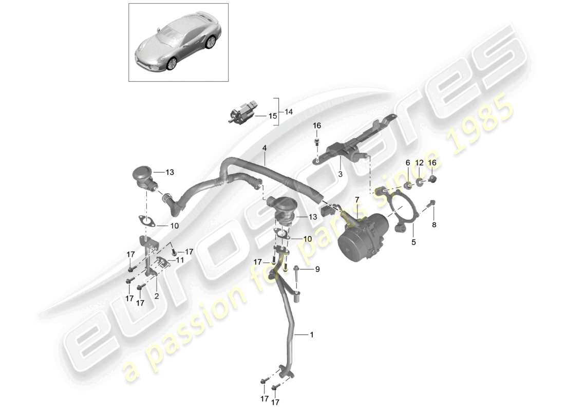 un diagramma delle parti dal catalogo delle parti porsche 2016 (991-1 turbo)