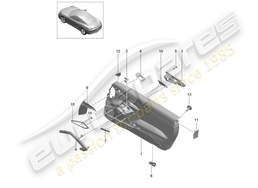 un diagramma delle parti dal catalogo delle parti porsche 2014 (981 cayman)