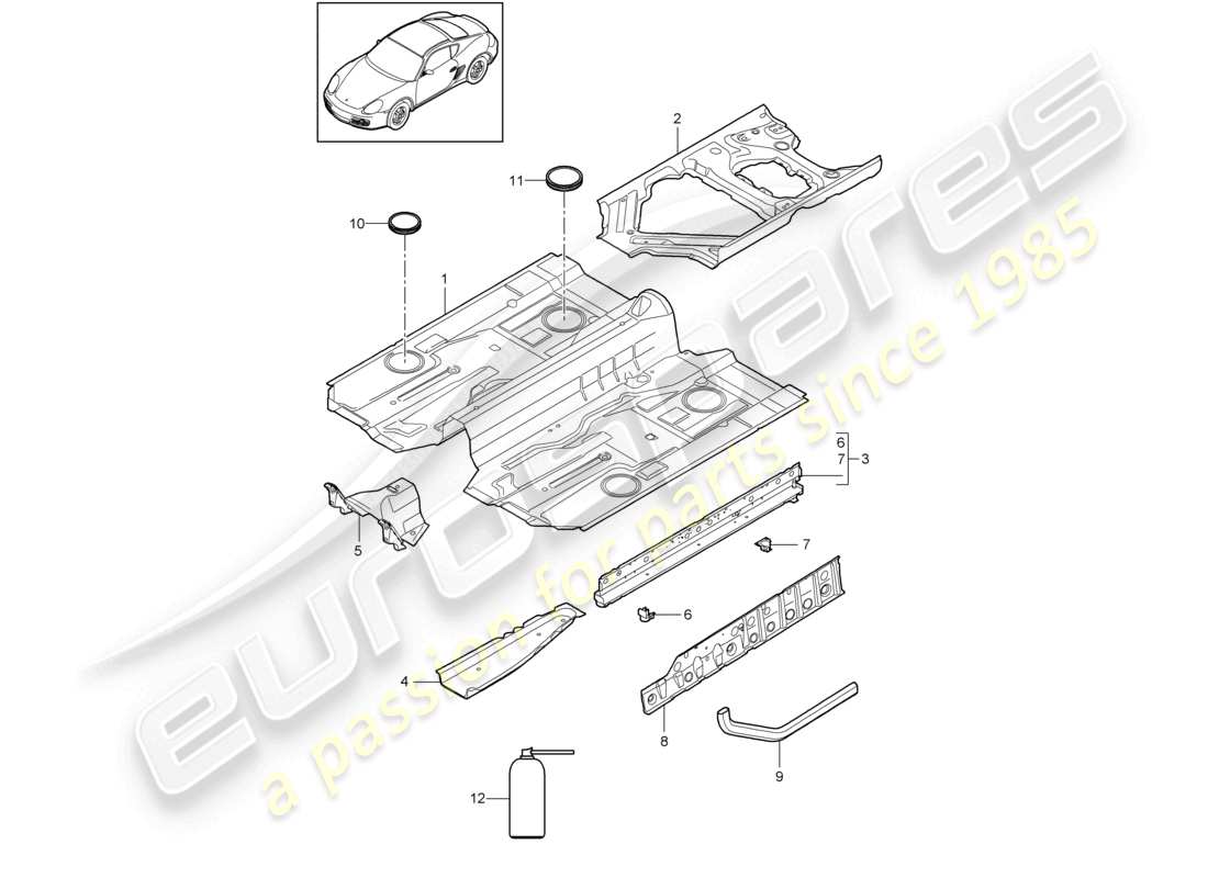un diagramma delle parti dal catalogo delle parti porsche 2011 (987 cayman)