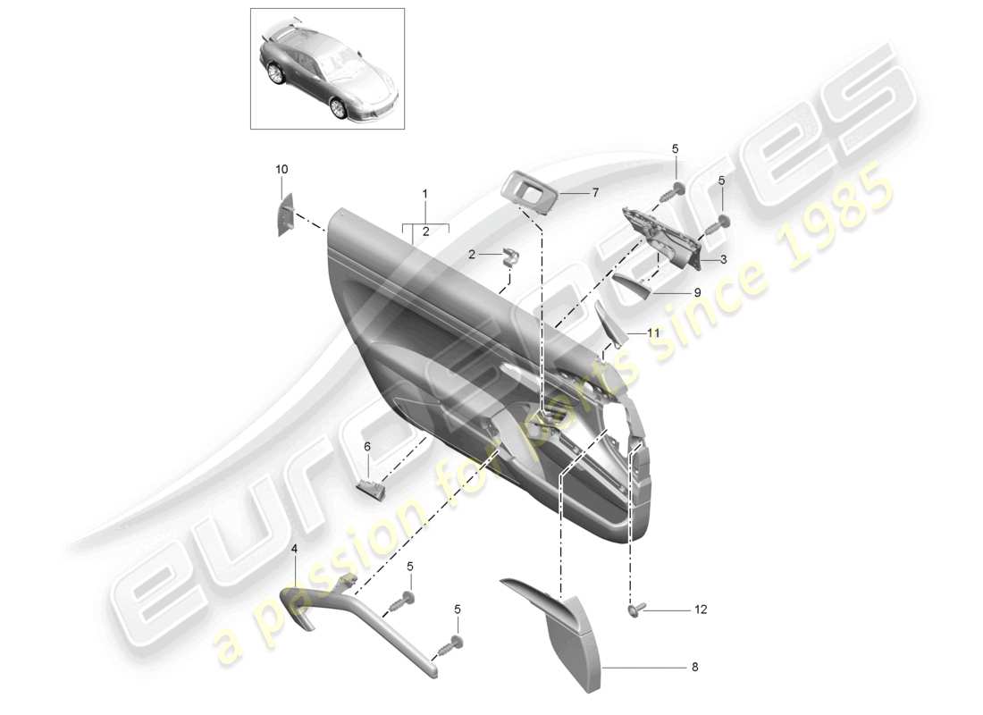 un diagramma delle parti dal catalogo delle parti porsche 2015 (991-1 r/gt3/rs)