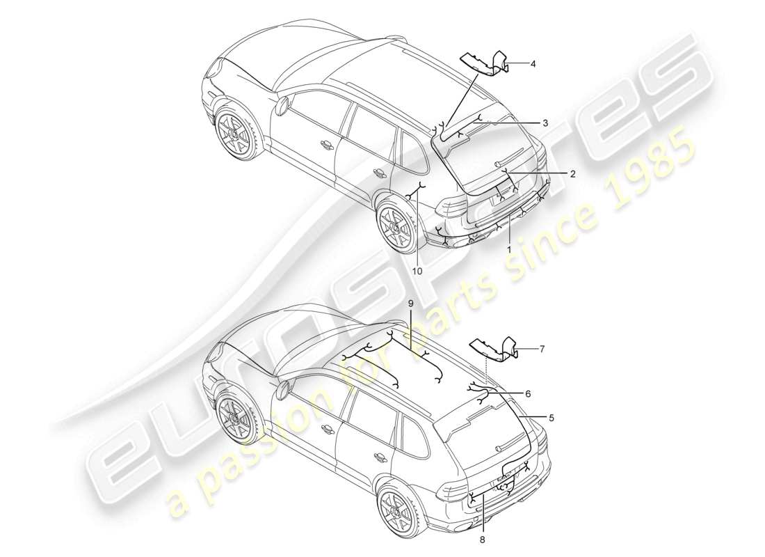 un diagramma delle parti dal catalogo delle parti porsche 2010 (cayenne e1 9pa)