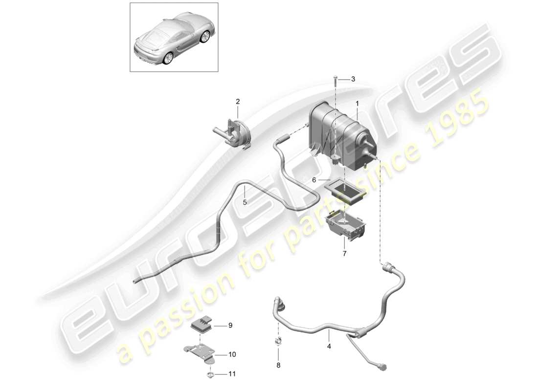 un diagramma delle parti dal catalogo delle parti porsche 2016 (981 cayman gt4)