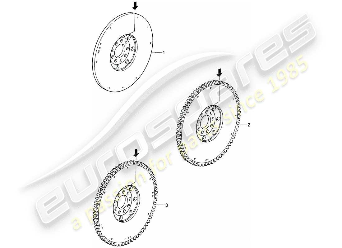 un diagramma delle parti dal catalogo delle parti porsche 1965 (refurbished and exchange catalogue)