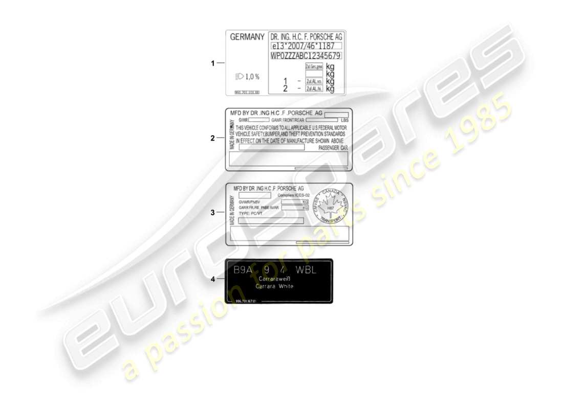 un diagramma delle parti dal catalogo delle parti porsche 2003 (986 boxster)