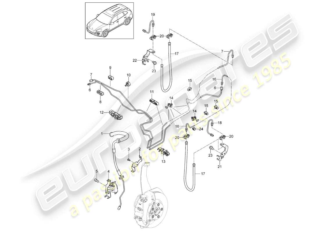 un diagramma delle parti dal catalogo delle parti porsche cayenne