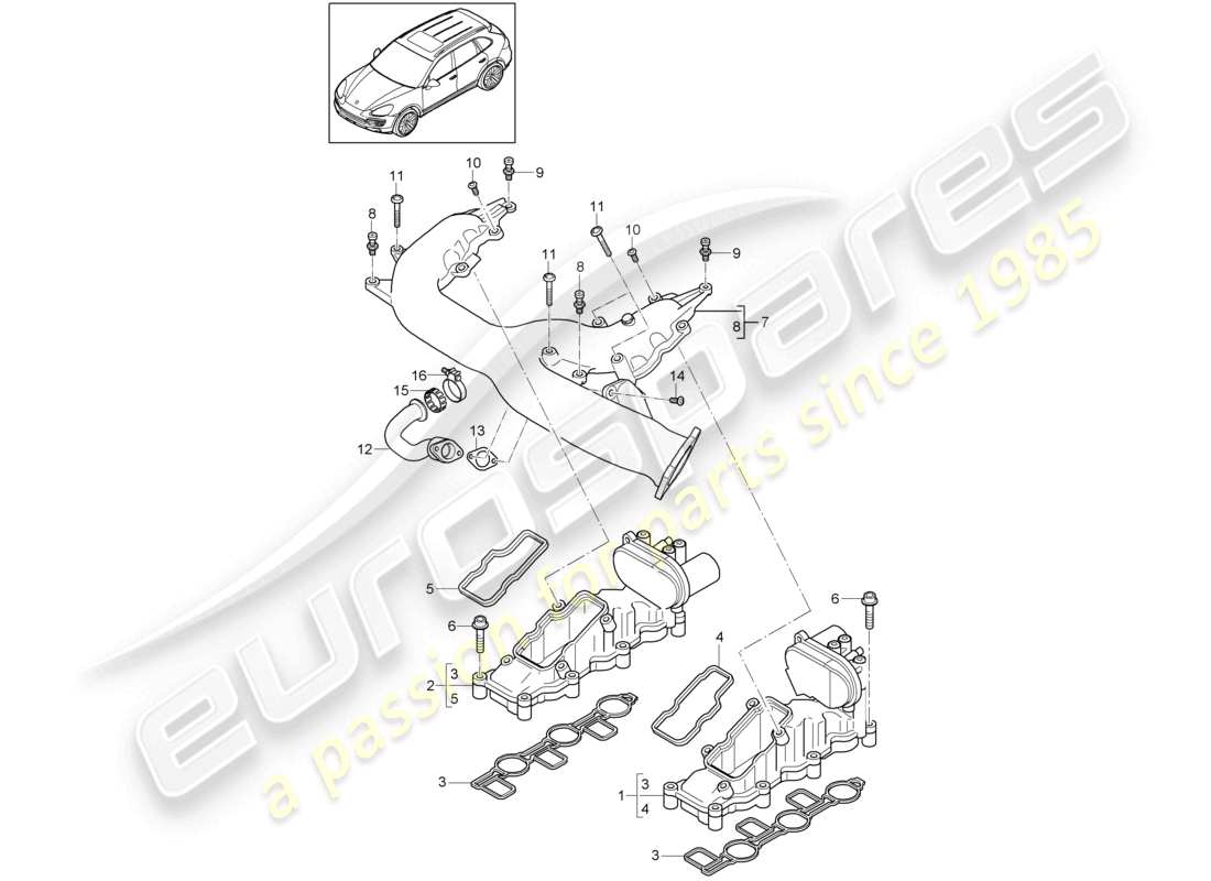 un diagramma delle parti dal catalogo delle parti porsche 2015 (cayenne e2 92a)