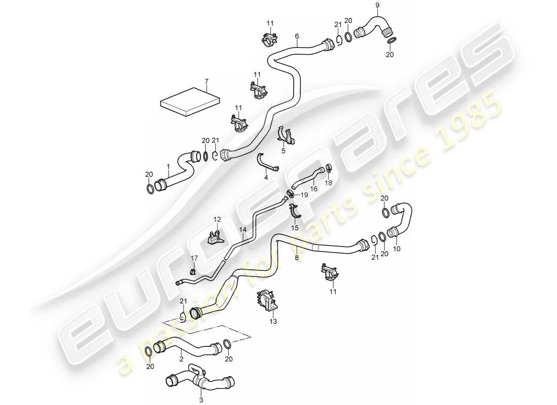 un diagramma delle parti dal catalogo delle parti porsche 2008 (997-1 turbo / gt2)