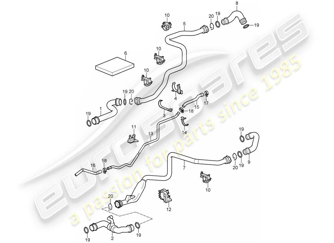 un diagramma delle parti dal catalogo delle parti porsche 2010 (997-2 gt3)