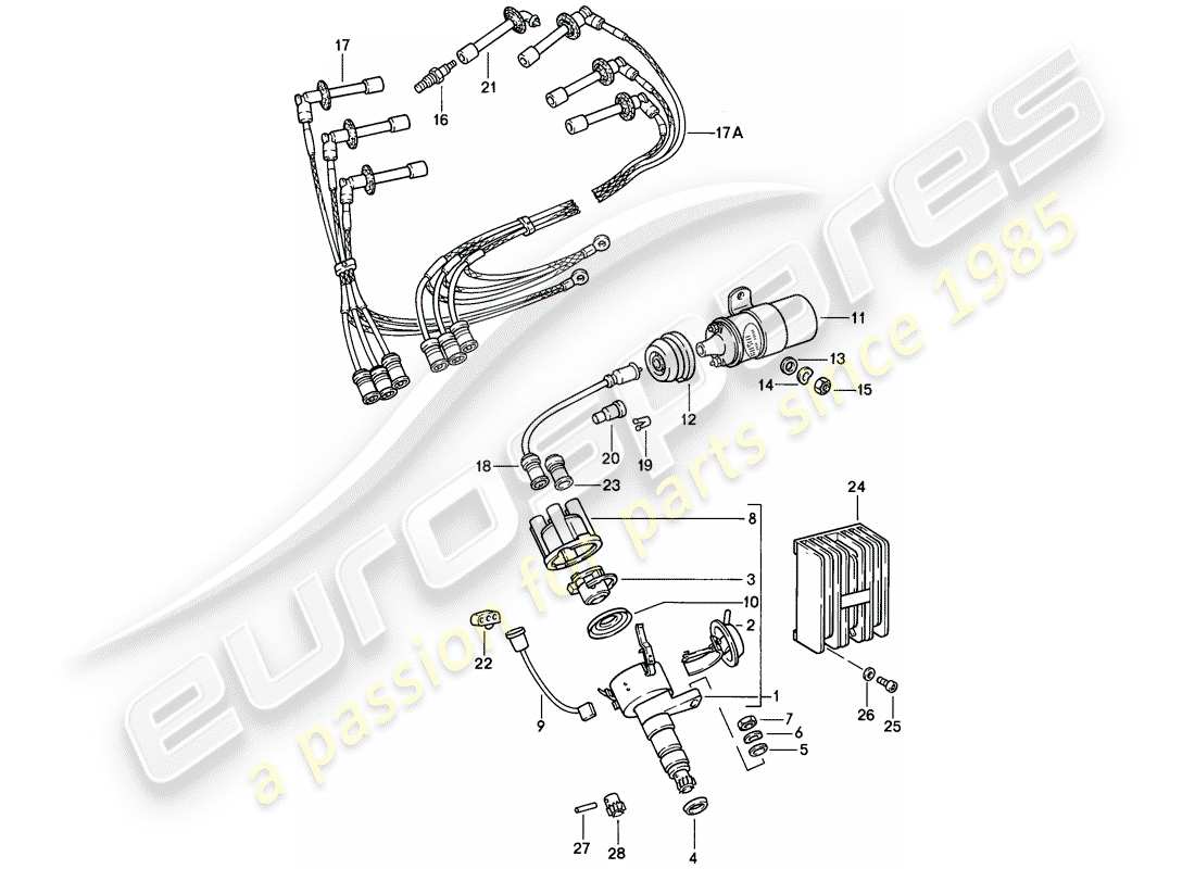 un diagramma delle parti dal catalogo delle parti porsche 1989 (911)