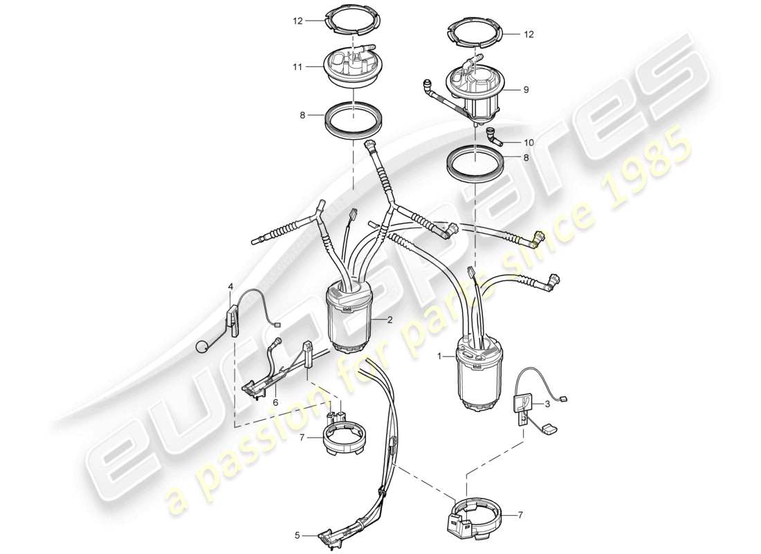 un diagramma delle parti dal catalogo delle parti porsche 2008 (cayenne e1 9pa)