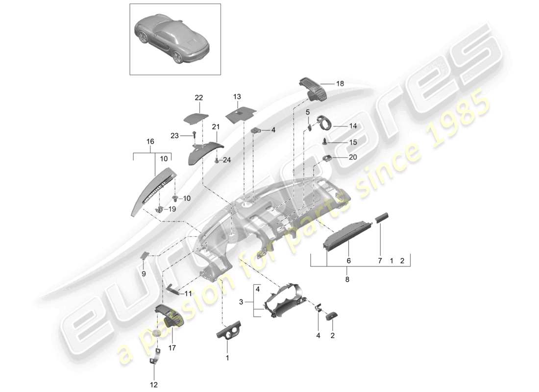 un diagramma delle parti dal catalogo delle parti porsche 2014 (981 boxster)