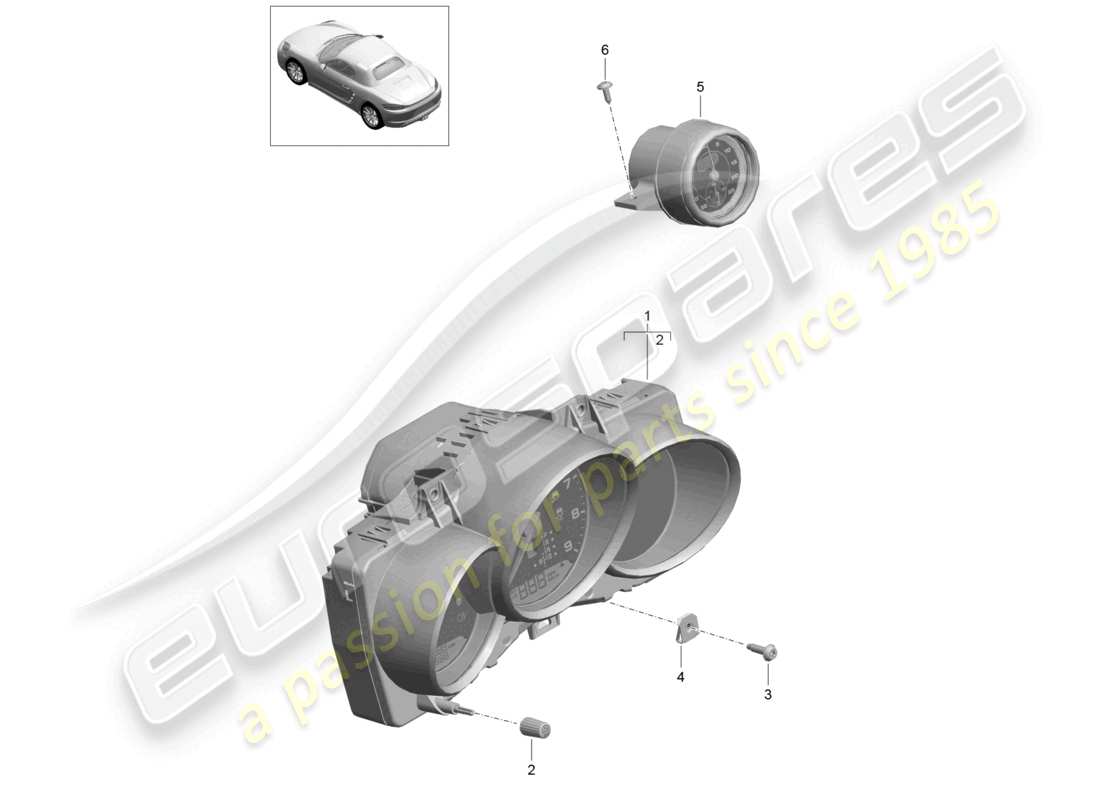 un diagramma delle parti dal catalogo delle parti porsche 2019 (718 boxster)