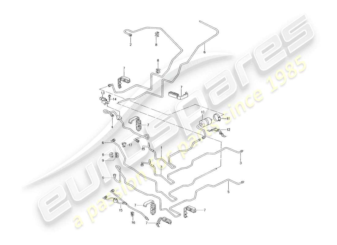 un diagramma delle parti dal catalogo delle parti porsche 2001 (986 boxster)