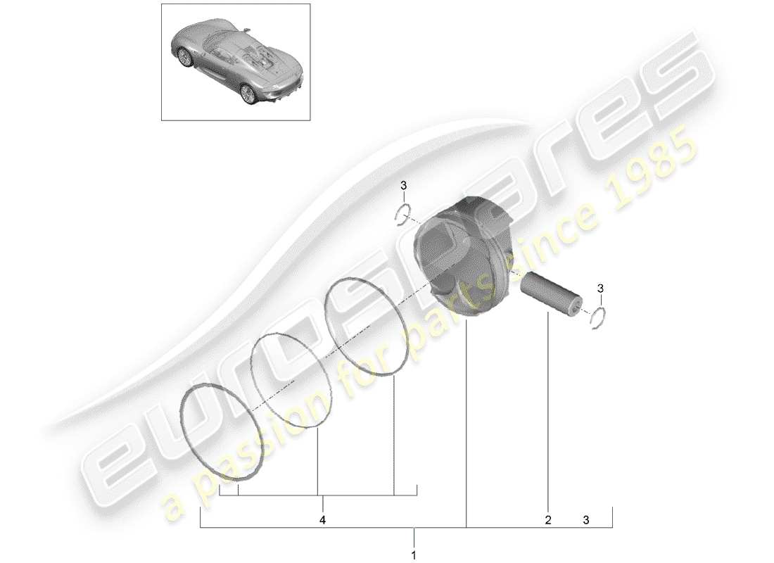 un diagramma delle parti dal catalogo delle parti porsche 918 spyder