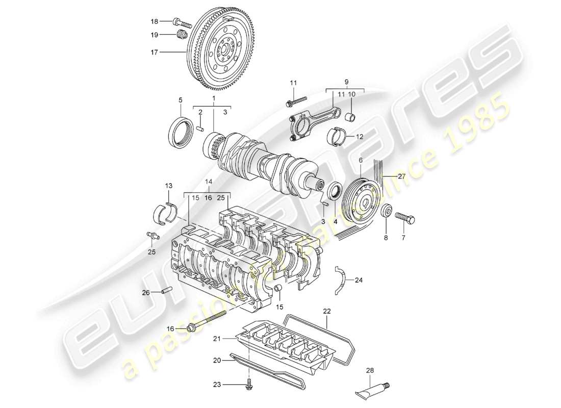 un diagramma delle parti dal catalogo delle parti porsche 2008 (987 boxster)