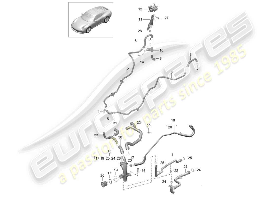 un diagramma delle parti dal catalogo delle parti porsche 2019 (991-2)