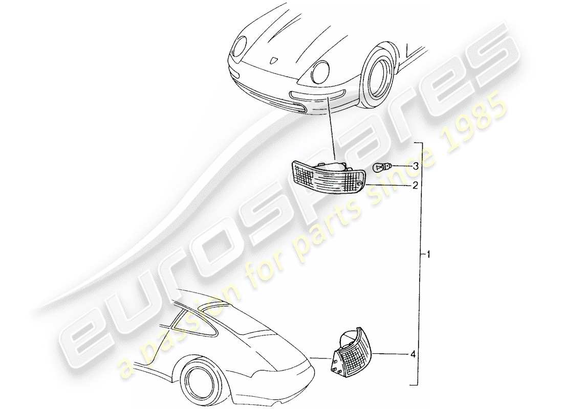 un diagramma delle parti dal catalogo delle parti porsche 2002 (tequipment)