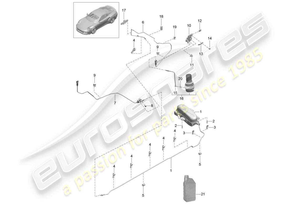 un diagramma delle parti dal catalogo delle parti porsche 2014 (991-1 turbo)