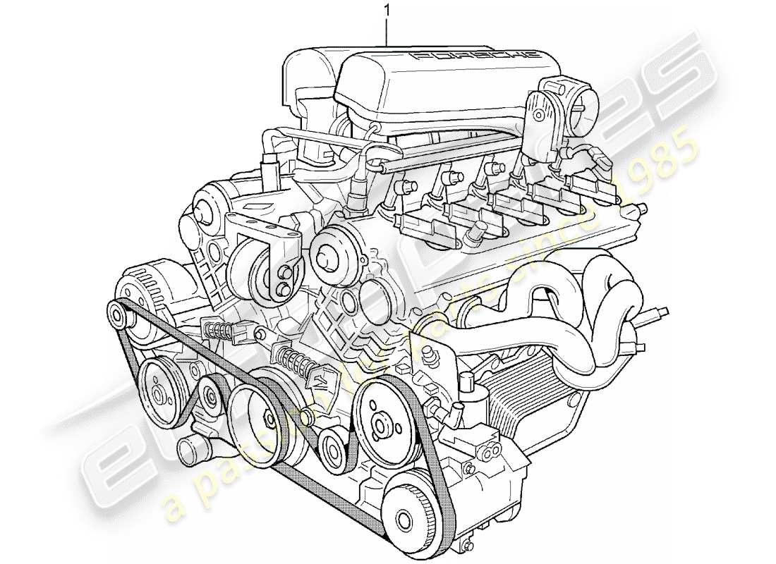 un diagramma delle parti dal catalogo delle parti porsche 1987 (refurbished and exchange catalogue)