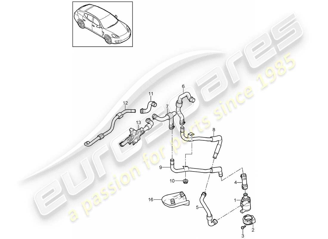 un diagramma delle parti dal catalogo delle parti porsche panamera
