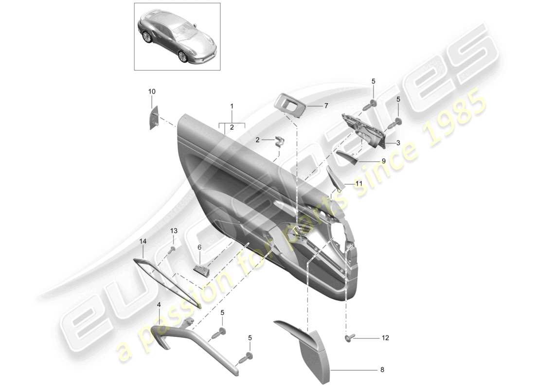 un diagramma delle parti dal catalogo delle parti porsche 2019 (991-2 turbo)