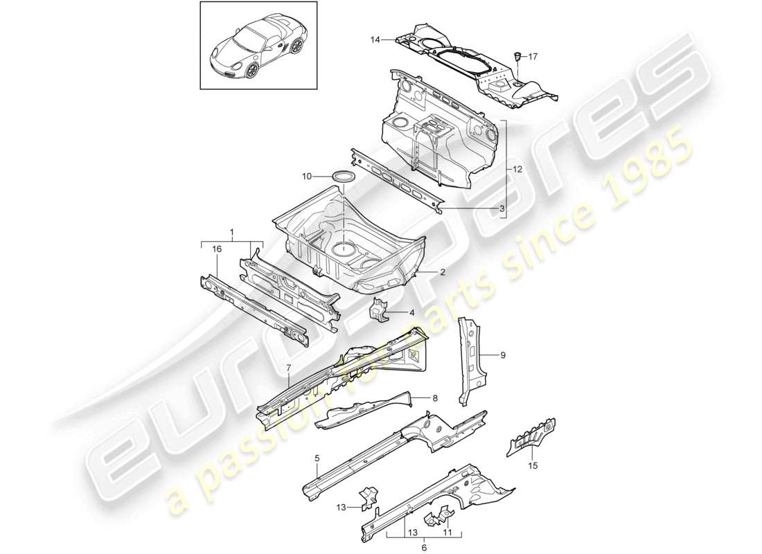 un diagramma delle parti dal catalogo delle parti porsche 2012 (987 boxster)