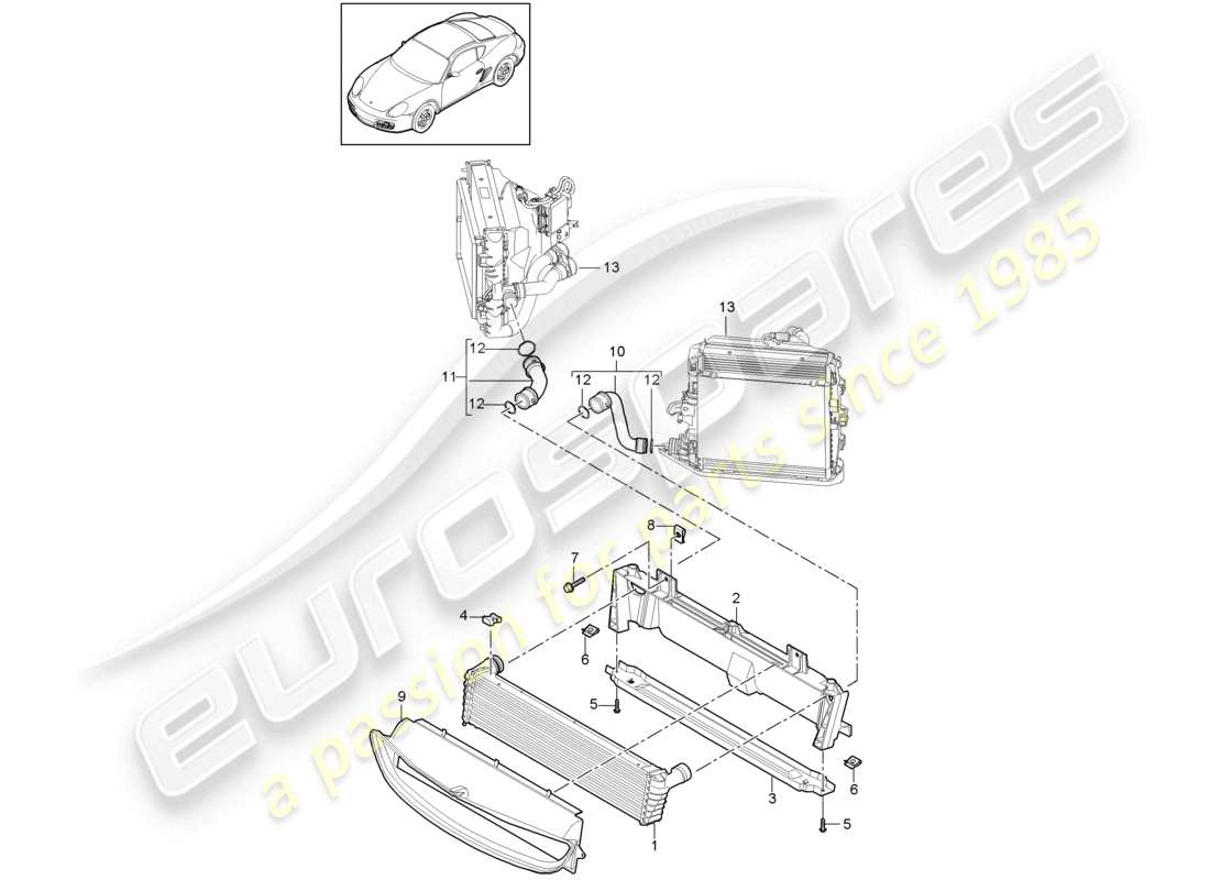un diagramma delle parti dal catalogo delle parti porsche 2012 (987 cayman)