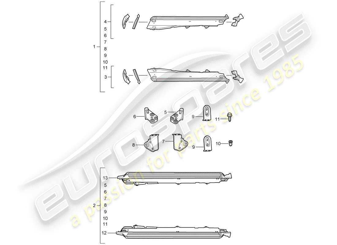 un diagramma delle parti dal catalogo delle parti porsche 2003 (tequipment cayenne)