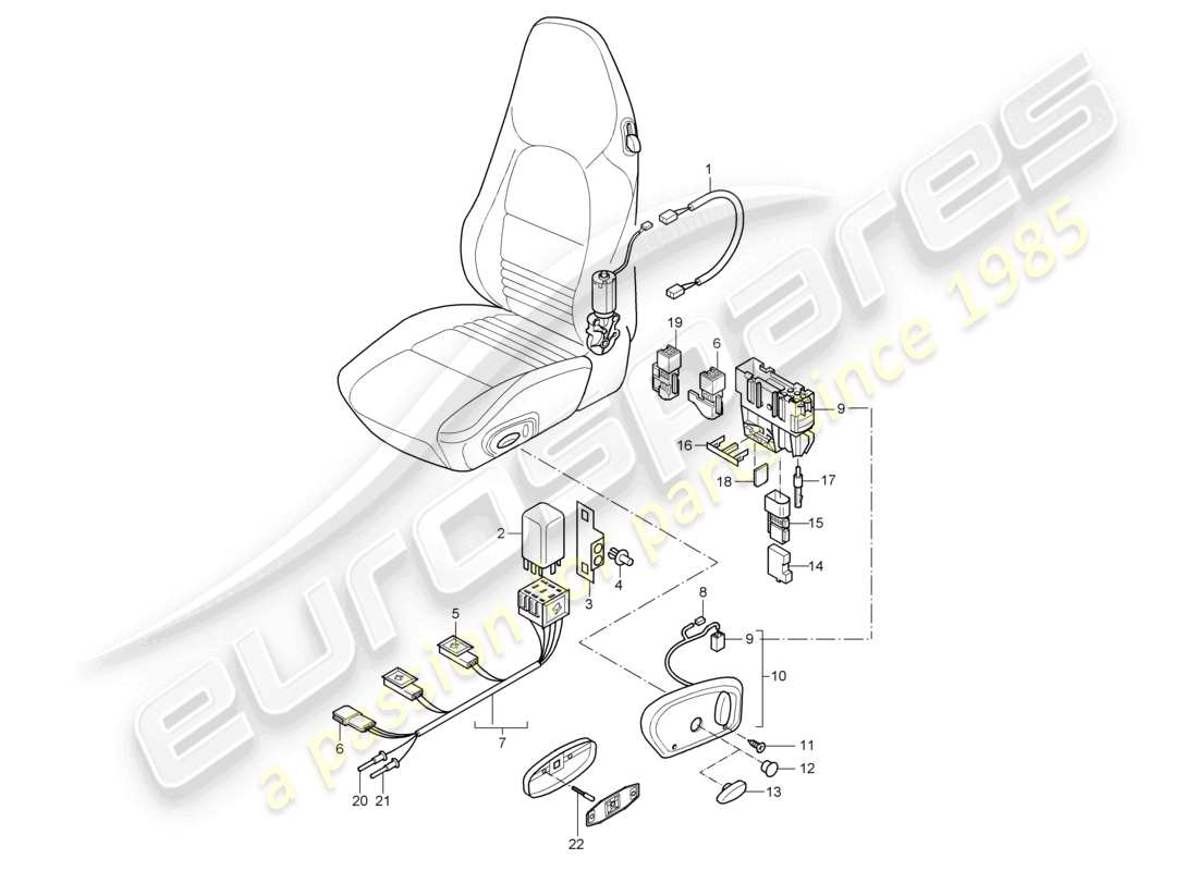 un diagramma delle parti dal catalogo delle parti porsche 1999 (986 boxster)