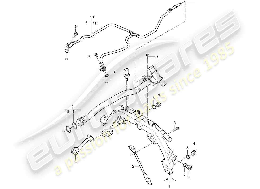 un diagramma delle parti dal catalogo delle parti porsche 2007 (cayenne e1 9pa)