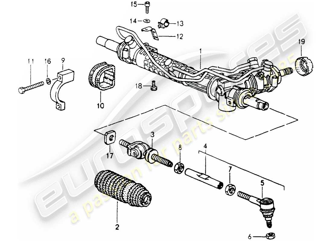 un diagramma delle parti dal catalogo delle parti porsche 1992 (964)