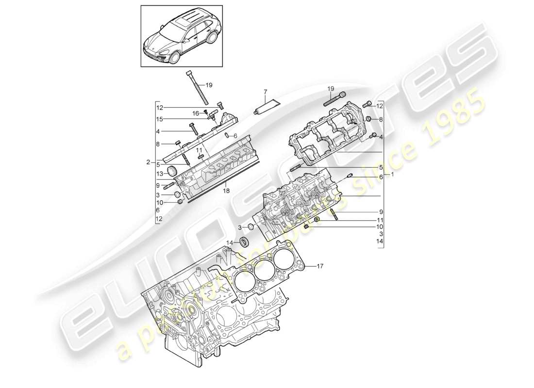 un diagramma delle parti dal catalogo delle parti porsche 2016 (cayenne e2 92a)